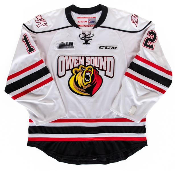 Ryan Heeps’ 2014-15 OHL Owen Sound Attack Game-Worn Jersey with Team LOA 