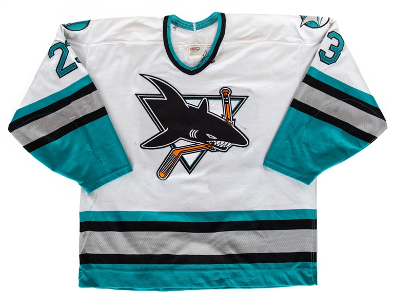 Andrei Nazarov’s 1995-96 San Jose Sharks Game-Worn Jersey with Team LOA - Nice Game Wear! - Numerous Team Repairs!