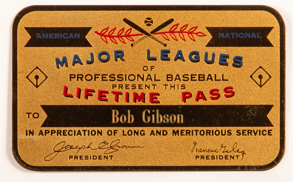 Bob Gibson MLB Lifetime Pass