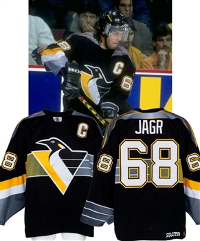 Jaromir Jagrs 1997-98 and 1998-99 Pittsburgh Penguins Game-Worn Captains Jersey with Team LOA - Nice Game Wear! - Art Ross Trophy Winning Seasons! - Photo-Matched!