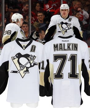 Evgeni Malkins 2012-13 Pittsburgh Penguins Game-Worn Alternate Captains Jersey with Team COA and JerseyTRAK Document - Photo-Matched!