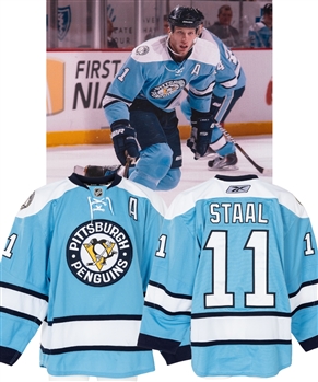 Jordan Staal’s 2010-11 Pittsburgh Penguins Game-Worn Alternate Captain’s Third Jersey with Team LOA - Consol Energy Center Inaugural Season Patch! - Photo-Matched!