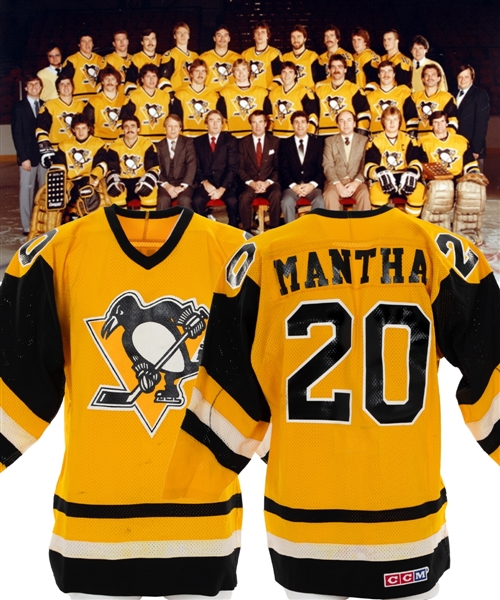 Gary Risslings 1983-84 Pittsburgh Penguins Game-Worn Jersey Recycled For and Worn by Moe Mantha During The 1984-85 Pre-Season