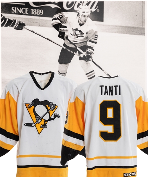 Tony Tantis 1990-91 Pittsburgh Penguins Game-Worn Jersey - Nice Game Wear! - Team Repairs! - Photo-Matched!