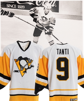 Tony Tantis 1990-91 Pittsburgh Penguins Game-Worn Jersey - Nice Game Wear! - Team Repairs! - Photo-Matched!