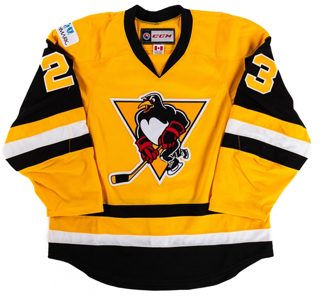 Teddy Blueger’s 2017-18 AHL Wilkes-Barre Scranton Penguins Game-Worn Alternate Jersey with Team LOA - Photo-Matched!