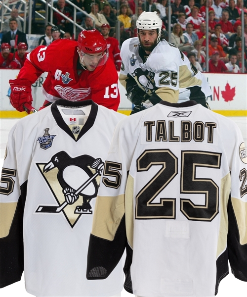 Maxime Talbots 2007-08 Pittsburgh Penguins Signed Game-Worn Stanley Cup Finals Jersey with Team COA - 2008 Stanley Cup Finals Patch! - Photo-Matched!