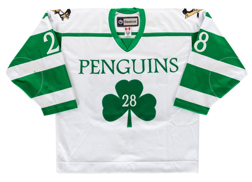 Adam Payerl’s 2012-13 AHL Wilkes-Barre Scranton Penguins Signed “St. Patrick’s Day” Game-Worn Jersey with Team LOA