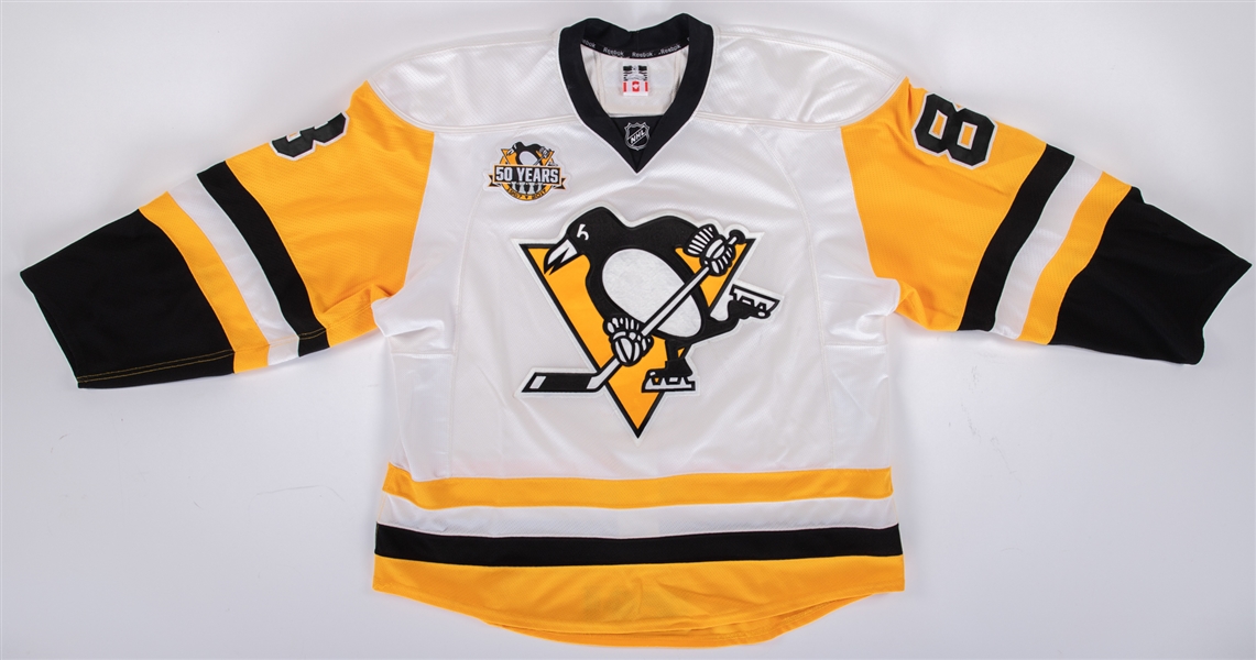 Brian Dumoulins 2016-17 Pittsburgh Penguins Game-Worn Jersey with Team COA and JerseyTRAK Document - Stanley Cup Championship Season - 50th Anniversary Patch! - Photo-Matched!