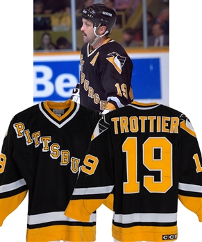 Bryan Trottiers 1993-94 Pittsburgh Penguins Game-Worn Jersey - Final NHL Season! - Photo-Matched!