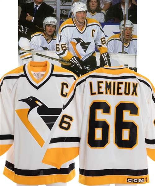 Mario Lemieuxs 1993-94 Pittsburgh Penguins Game-Worn Captains Jersey with LOA - Photo-Matched! 