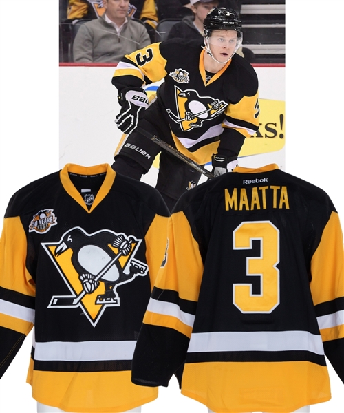 Olli Maattas 2016-17 Pittsburgh Penguins "Dollar Energy Fund" Game-Worn Jersey with Team COA - Stanley Cup Championship Season! - 50th Anniversary Patch! - Photo-Matched!