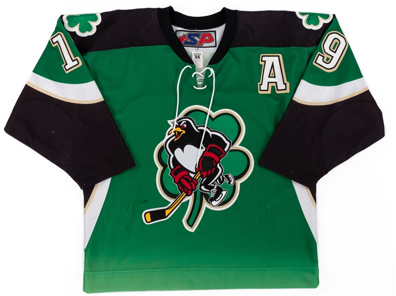 Toby Petersen’s 2003-04 AHL Wilkes-Barre Scranton Penguins "St. Patricks Day" Game-Worn Alternate Captains Jersey