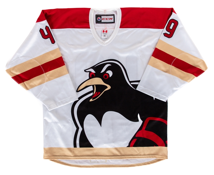 Dominik Simon’s 2016-17 AHL Wilkes-Barre Scranton Penguins Warm-Up Worn Jersey with Team LOA