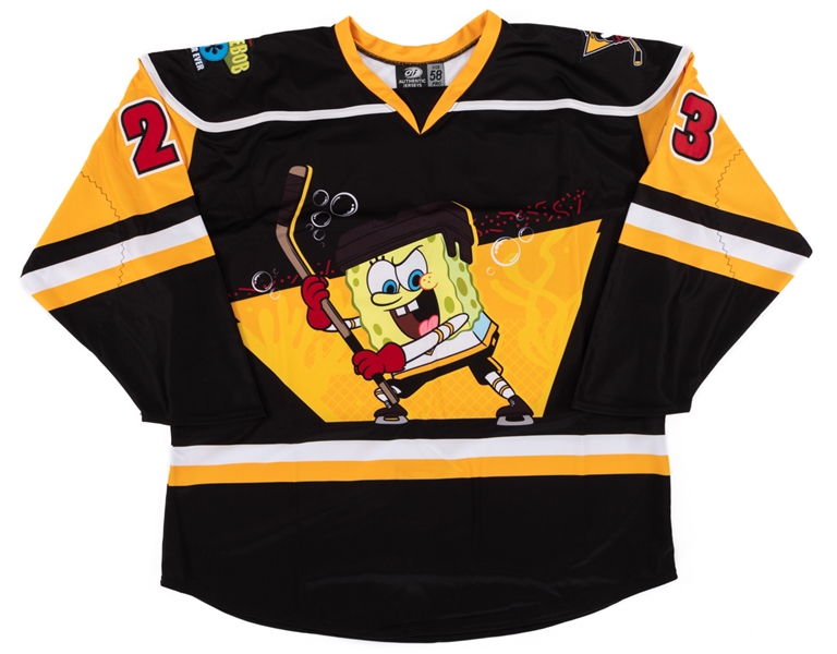 Jamie Devane’s 2019-20 AHL Wilkes-Barre Scranton Penguins "SpongeBob" Game-Issued Jersey with Team LOA