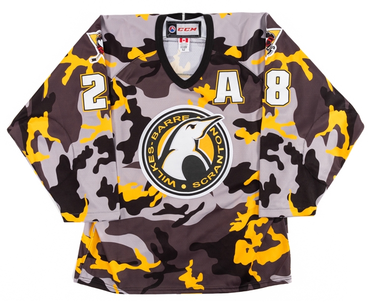 Steve Oleksy’s 2016-17 AHL Wilkes-Barre Scranton Penguins "Military Night" Signed Game-Worn Alternate Captains Jersey with Team LOA