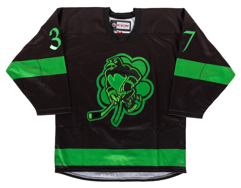 Sam Miletic’s 2019-2020 AHL Wilkes-Barre Scranton Penguins "St Patricks Day" Game-Issued Jersey with LOA