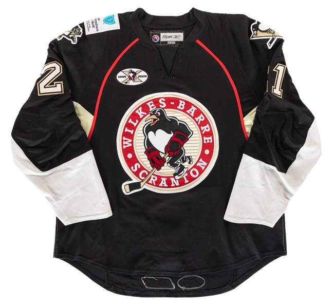 Dustin Jeffrey’s 2008-09 AHL Wilkes-Barre Scranton Penguins "Alumni Game" Game-Worn Jersey with Team COA - 10th Anniversary Patch! 