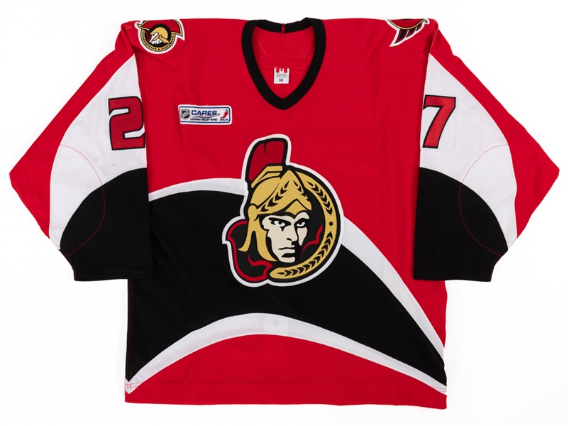 Peter Schaefers 2005-06 Ottawa Senators Game-Worn "Katrina Relief Fund" Jersey with COA - Katrina Patch! 