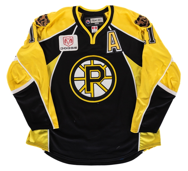 Peter Schaefer’s 2008-09 AHL Providence Bruins Game-Worn Alternate Captain’s Jersey with LOA and MeiGray COR