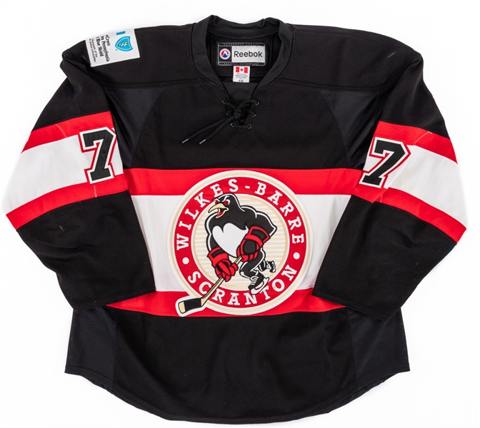 Brian Strait’s 2009-10 AHL Wilkes-Barre Scranton Penguins Game-Worn Third Jersey with Team LOA