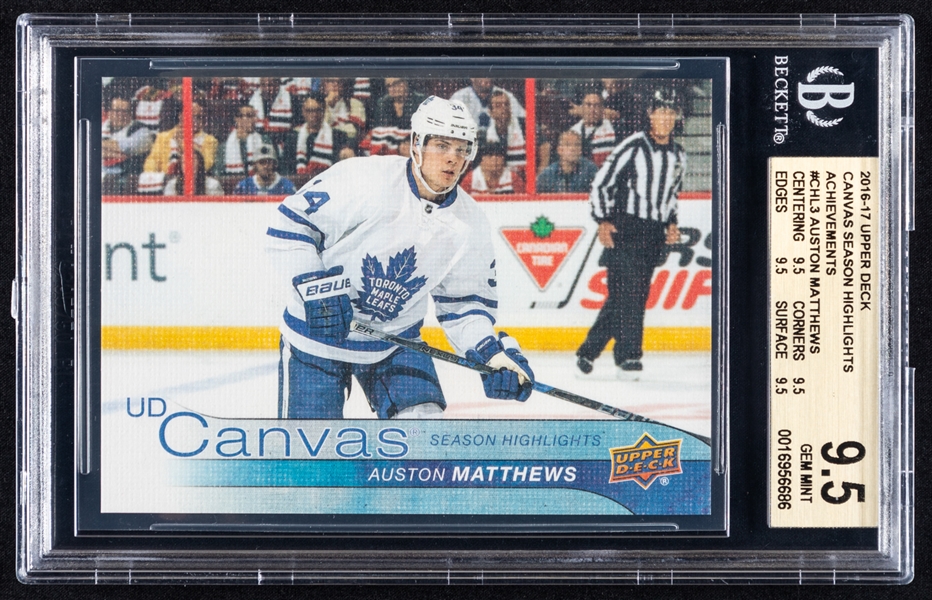 2016-17 Upper Deck Canvas Season Highlights Achievements Hockey Card #C-HL3 Auston Matthews Rookie – Graded Beckett GEM MT 9.5