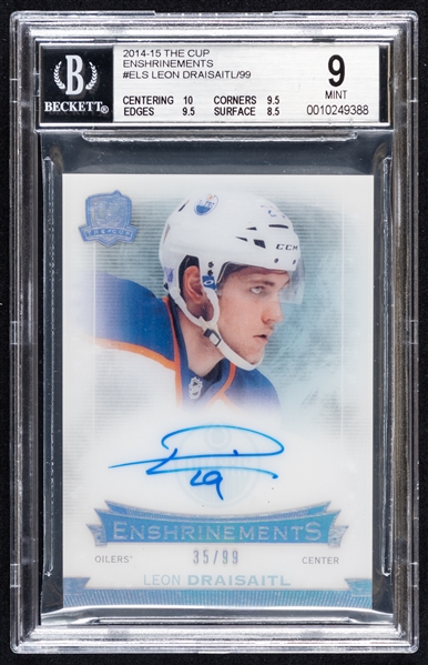 2014-15 Upper Deck The Cup Enshrinements Signed Hockey Card #E-LS Leon Draisaitl Rookie (35/99) – Graded Beckett MINT 9 