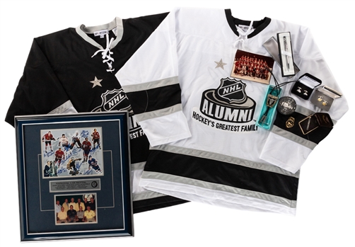 Bobby Bauns NHL Alumni Collection Including Multi-Signed Framed Photo with Bossy, Cournoyer, Cheevers and Others - From His Personal Collection with Family LOA