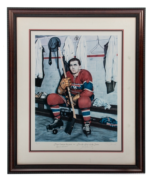 Maurice and Henri Richard Signed Montreal Canadiens “For the Love of the Game” Daniel Parry Framed Limited-Edition CE Lithograph #20/30 Originating from the Yvan Cournoyer Collection (32" x 38 1/2")