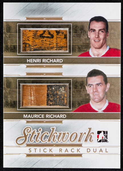 2013-14 ITG Stickwork Stick Rack Dual Gold Version Hockey Card #SRD-15 HOFers Maurice Richard and Henri Richard (1/1)