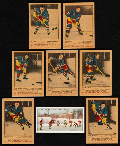 1951-52 to 1954-55 New York Rangers Parkhurst Hockey Cards (37)