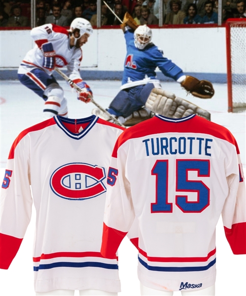 Rejean Houles 1982-83 Montreal Canadiens Game-Worn Jersey Recycled For and Worn by Alfie Turcotte During The 1983-84 Pre-Season with LOA - Team Repairs!