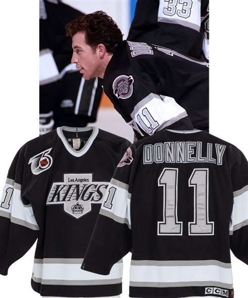 Mike Donnellys 1991-92 Los Angeles Kings Game-Worn Jersey - NHL 75th and Kings 25th Anniversary Patches!