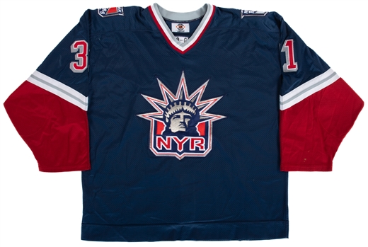 Jason Muzzattis 1997-98 New York Rangers "Lady Liberty" Game-Worn Third Jersey with Team LOA and MeiGray COR 