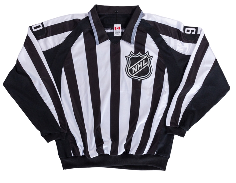 Andy McElmans 2013-14 Signed NHL Linesman Game-Worn Jersey with Document and Signed Card 