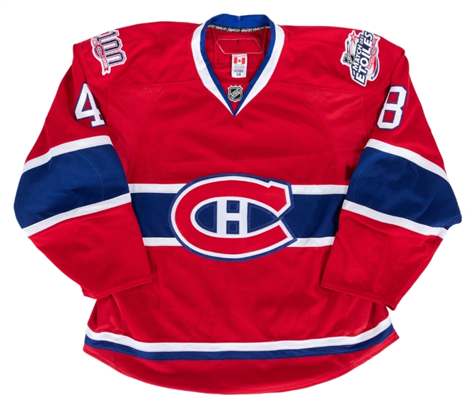 J.T. Wymans 2008-09 Montreal Canadiens Game-Worn Pre-Season Jersey with Team LOA - Centennial and All-Star Game Patches! 