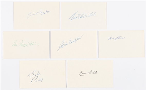 Deceased HOFers Signed Index Cards (7) including Babe Pratt, Sweeney Schriner, Harry Oliver and Frank Boucher