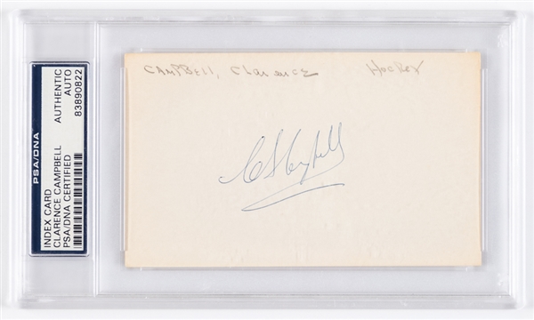 Deceased HOFer Clarence Campbell Signed Index Card - PSA/DNA Certified