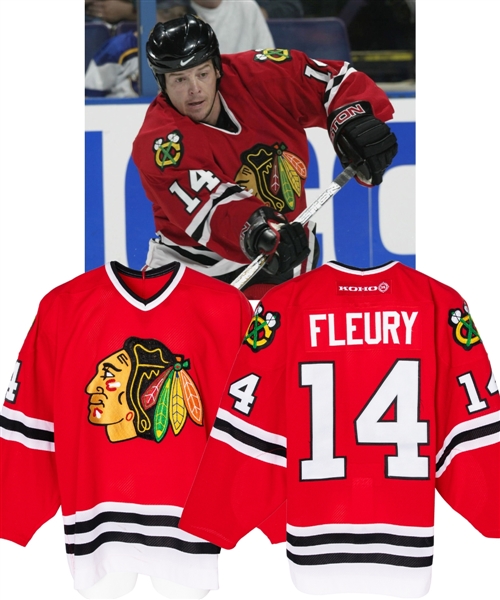 Theoren Fleurys 2002-03 Chicago Blackhawks Pre-Season Game-Worn Jersey with LOA 