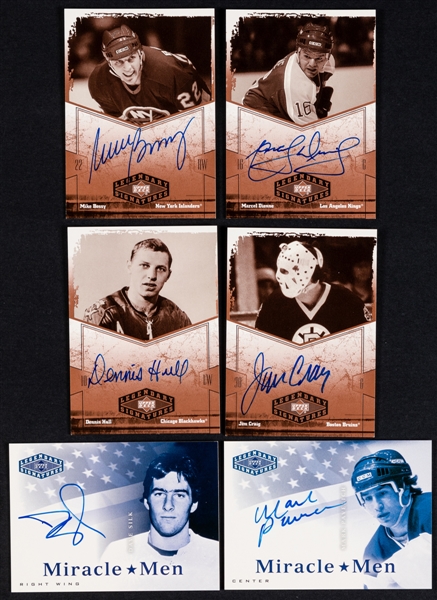 2004-05 UD Legendary Signatures Signed Cards (10) and Miracle Men Signed Cards (2) Plus Assorted Other Cards Including 1970-71 O-Pee-Chee Hockey Card #235 HOFer Bobby Hull (PSA 7)