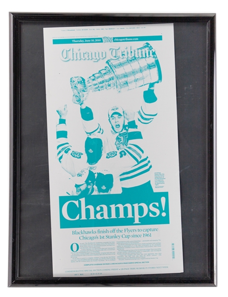 Chicago Black Hawks June 10th, 2010 Chicago Tribune Stanley Cup Champions Cyan Printing Plate (11 1/2" x 22 1/4")