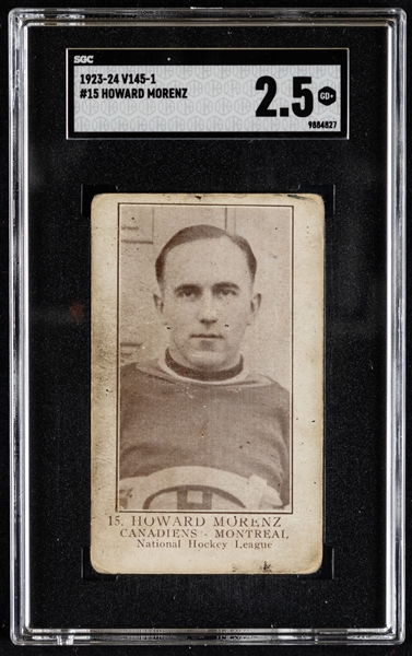 1923-24 William Paterson V145-1 Hockey Card #15 HOFer Howie Morenz Rookie - Graded SGC 2.5