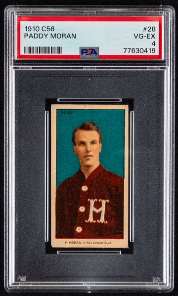 1910-11 Imperial Tobacco C56 Hockey Card #28 HOFer Paddy Moran Rookie - Graded PSA 4