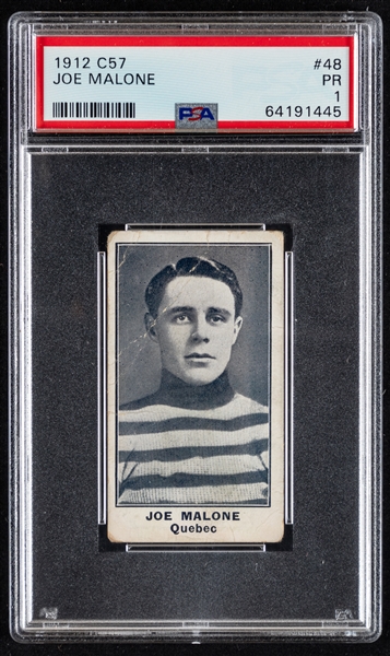 1912-13 Imperial Tobacco C57 Hockey Card #48 HOFer Joe Malone - Graded PSA 1