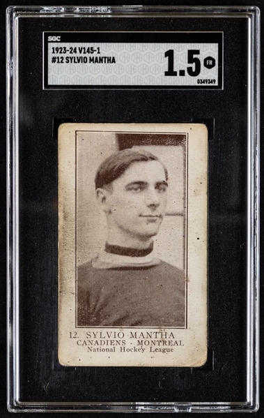 1923-24 William Paterson V145-1 #12 HOFer Sylvio Mantha Rookie - Graded SGC 1.5