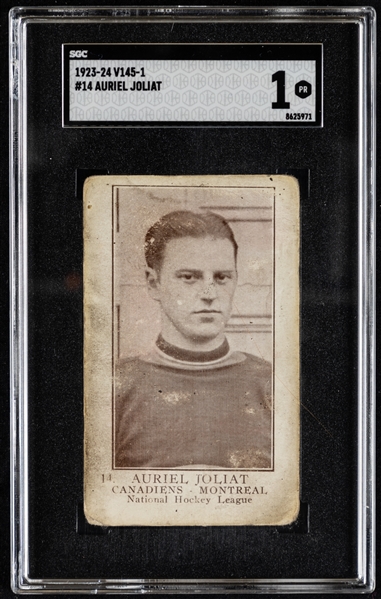 1923-24 William Paterson V145-1 #14 HOFer Aurele Joliat Rookie - Graded SGC 1