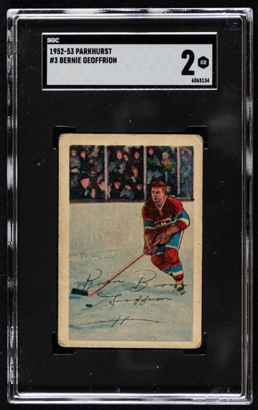 1952-53 Parkhurst Hockey Card #3 HOFer Bernie Geoffrion - Graded SGC 2