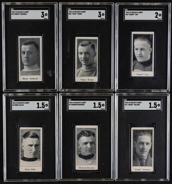 1923-24 Paulins Candy V128 SGC-Graded Hockey Cards (6)