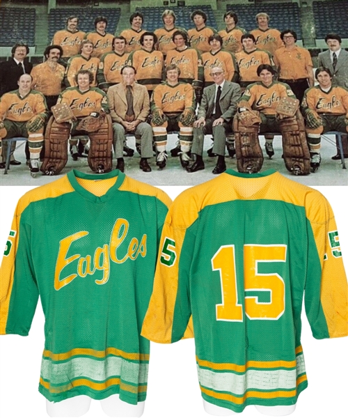 Ken Richardsons 1977-78 CHL Salt Lake Golden Eagles Game-Worn Jersey - Nice Game Wear! - Team Repairs! 