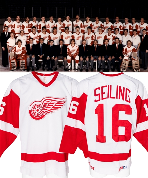 Ric Seilings 1986-87 Detroit Red Wings Game-Worn Jersey - Team Repairs!